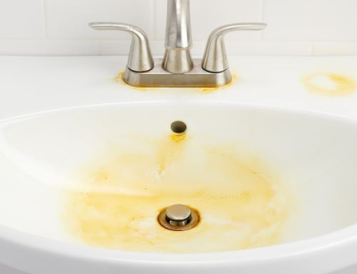 iron stains on sink